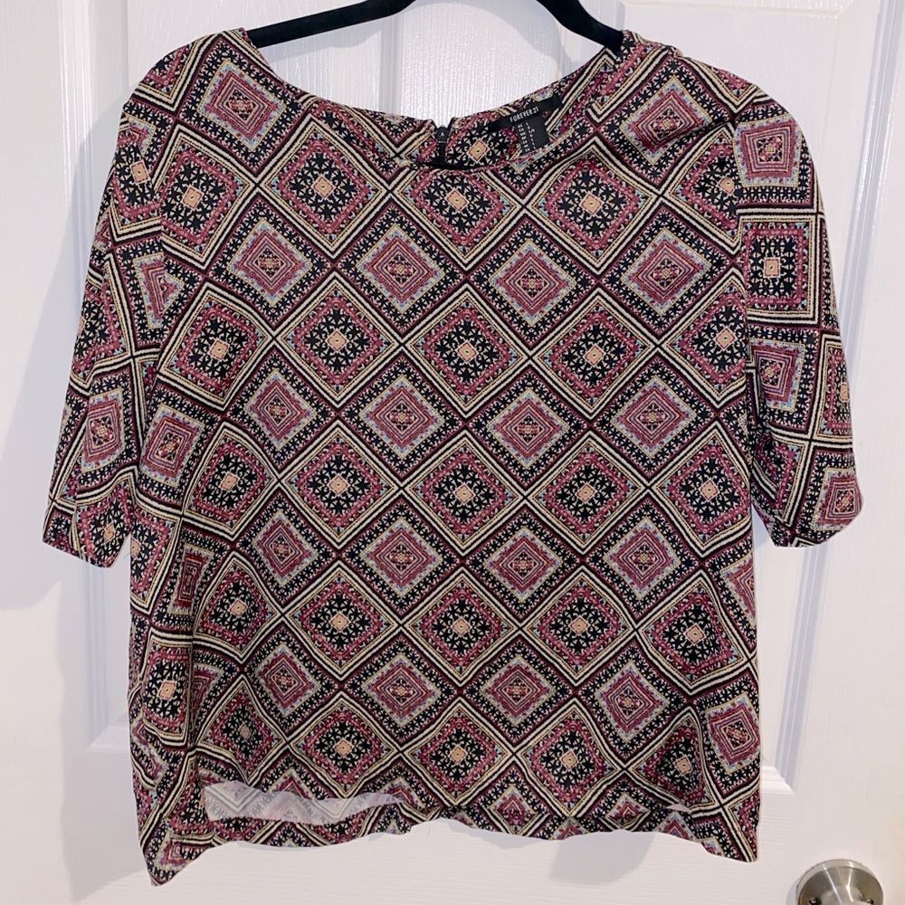 Forever21 multicolored geometric print blouse
